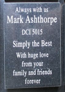 Mark Ashthorpe - Memorial Plaque