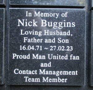 Nick Buggins - Memorial Plaque