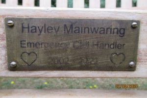 Hayley Mainwaring - Memorial Bench Plaque