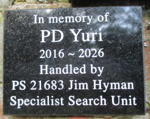 Police Dog Yuri - Memorial Plaque